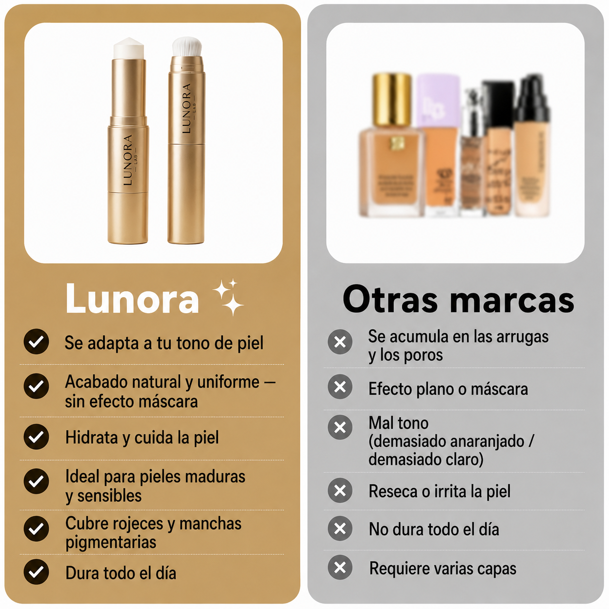 Stick de maquillaje que se adapta perfectamente a tu tono de piel.